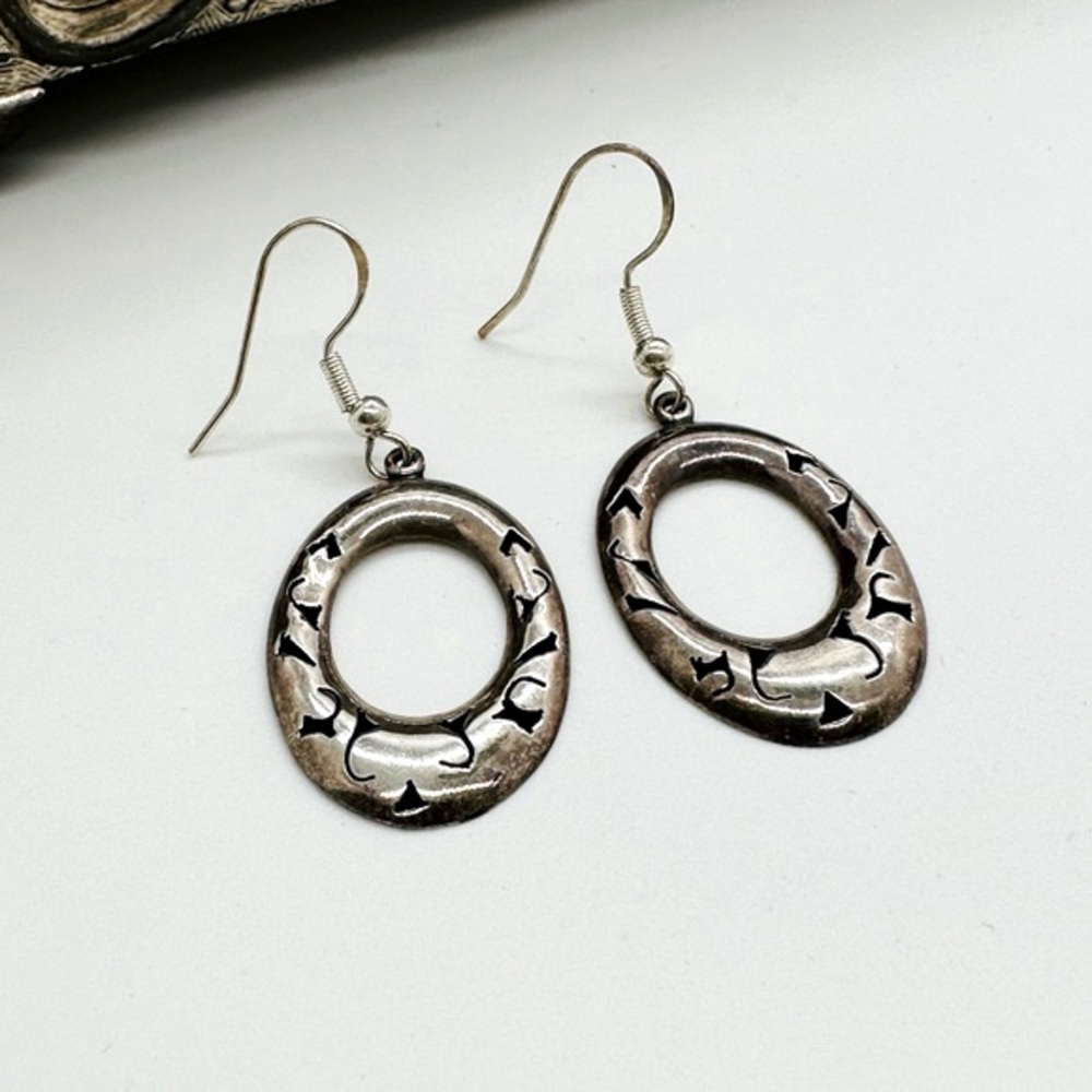 Vintage Shadow Box Silver Earrings